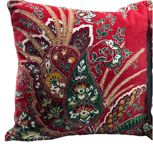 2X Pottery Barn Adela Paisley Velvet Throw Pillow w/ Feather Insert 18" Square - Picture 2 of 5